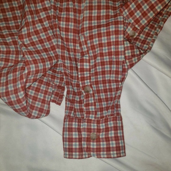 Marine Layer Women Long Sleeve Button Front Flannel Shirt Large red white Plaid - Picture 11 of 11